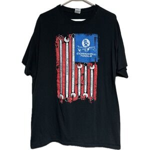 Cornwell‎ Tools USA XL Themed Graphic T-Shirt Black Distressed Mechanic